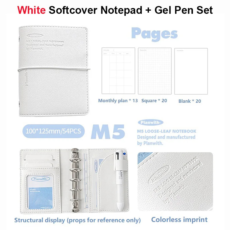 Planwith M5 Binder Notebook Set with Versatile Gel Pens and Flipchart Notepad
