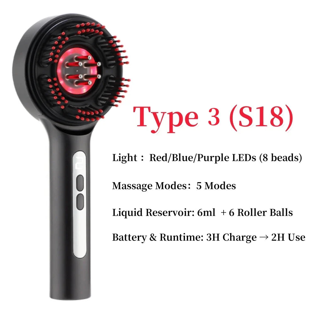 Electric Head Massager with Red Light Therapy and Hair Growth Comb