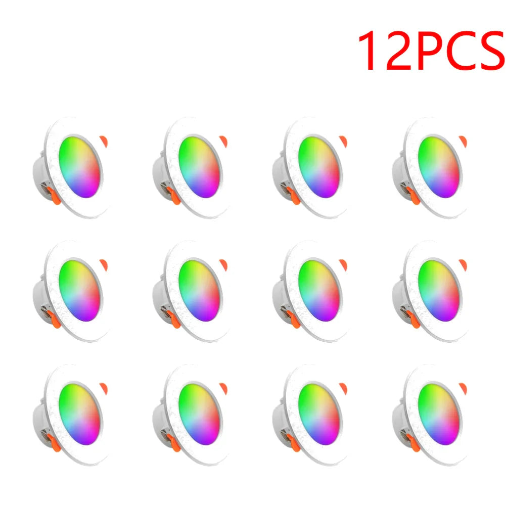 1-10PCS 10W Smart LED Downlight Bluetooth Ceiling Lamp RGB Lamp APP Remote Control Color Changing light for Google Alexa Home
