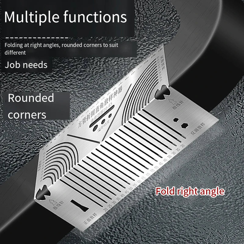Arc Marking Ruler Right Angle Construction Arc Parallel Drawing Tool 90 Degree Folding Ruler for Metalworking Cutting Guide
