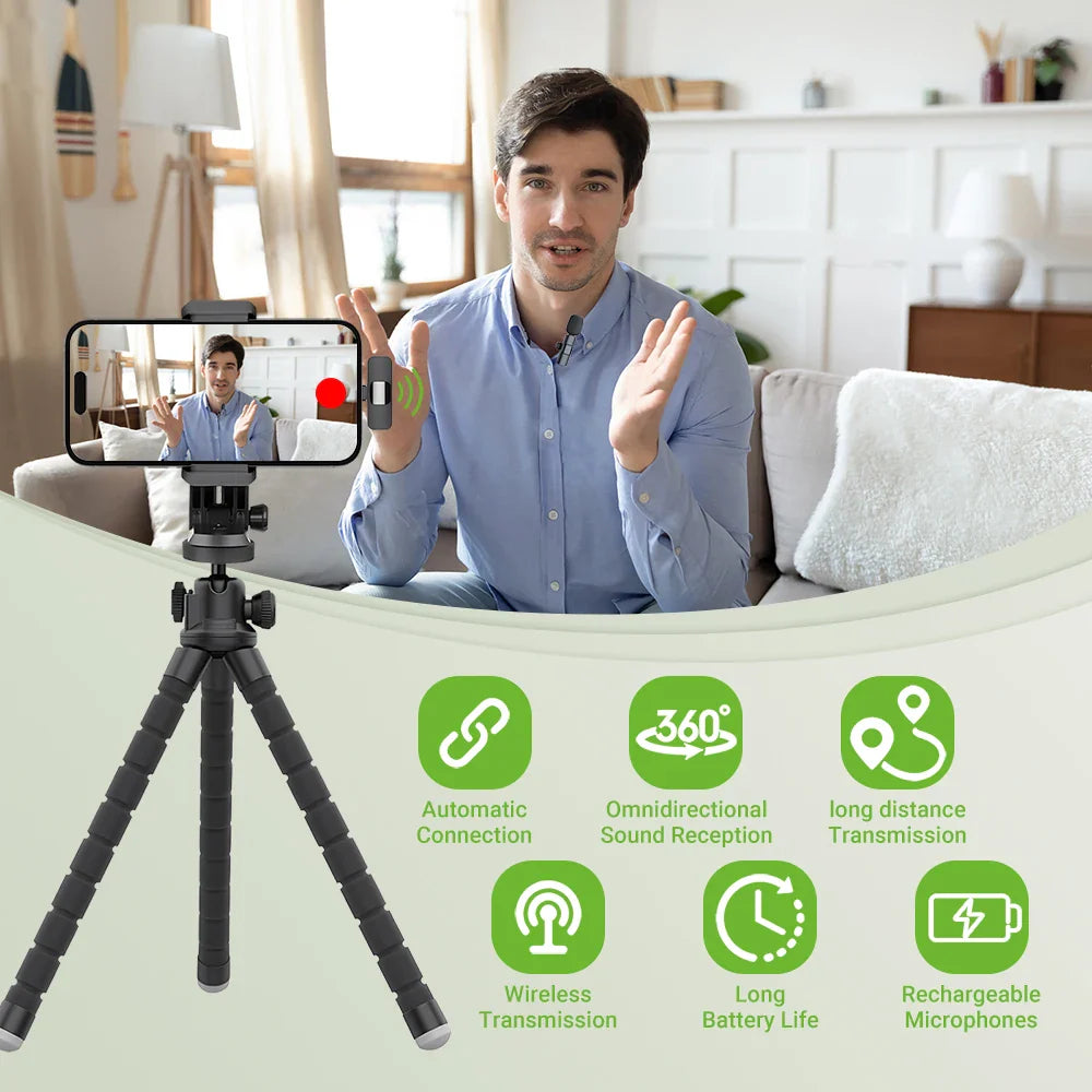 Basix 2.4G Wireless Lavalier Microphone for iPhone & Android - Portable Mini Mic for Live Broadcast & Gaming