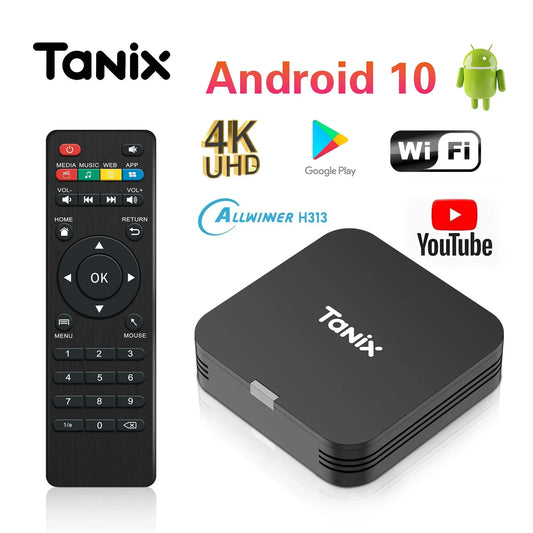 Tanix TX1 Android 10 TV Box - 4K HDR, Allwinner H313, 8GB/16GB Storage