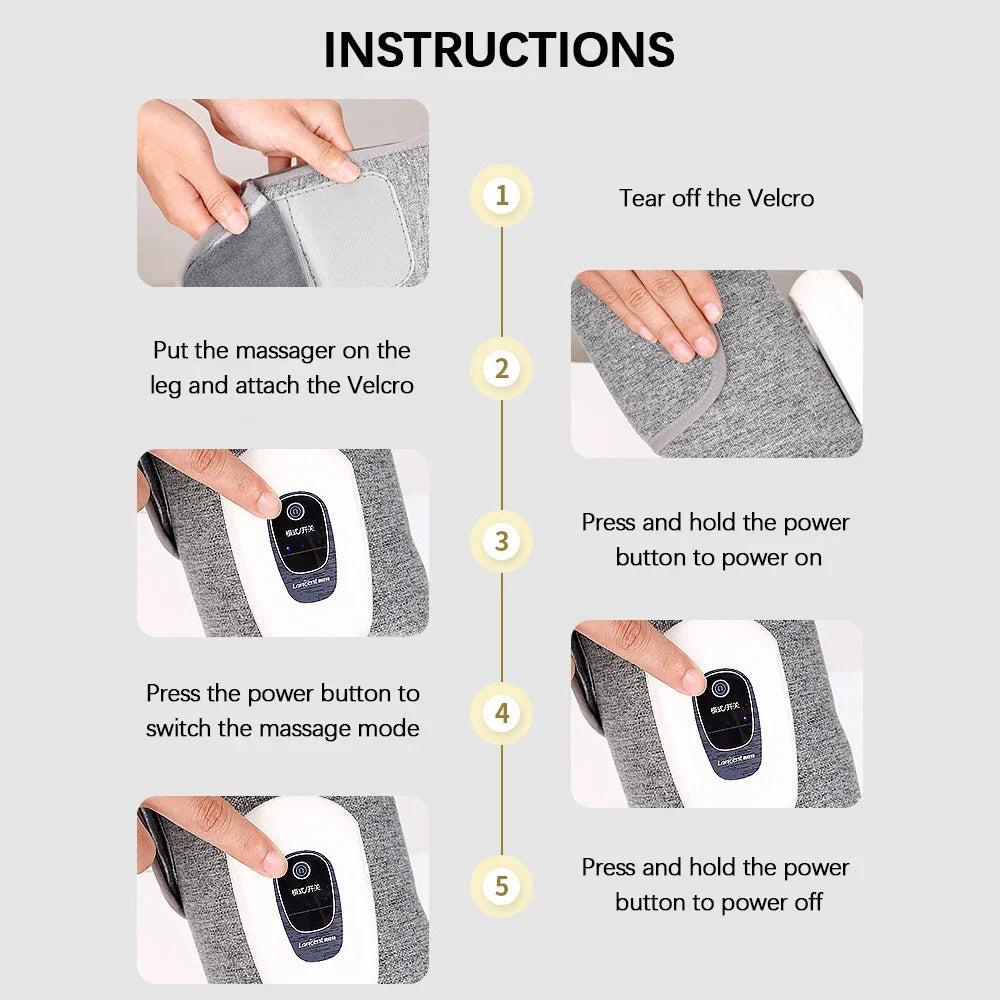 Electric 360° Air Pressure Calf Massager - Wireless Leg Massage with 3 Modes