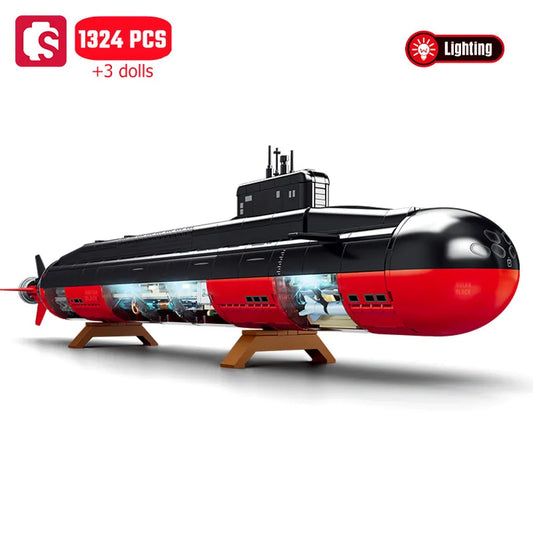 SEMBO 1324pcs Military Nuclear Submarine Building Blocks - Perfect for Young Strategists