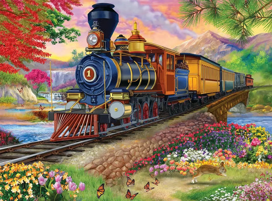 Scenic Steam Engine Jigsaw Puzzles - 300, 500, 1000 pcs | Relaxing & Creative Gift