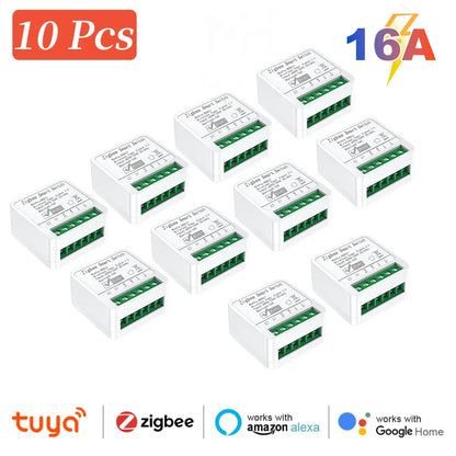 Zigbee2MQTT Zigbee3.0 Mini Smart Light Switch - 2 Way 16A Module, Google Home Compatible