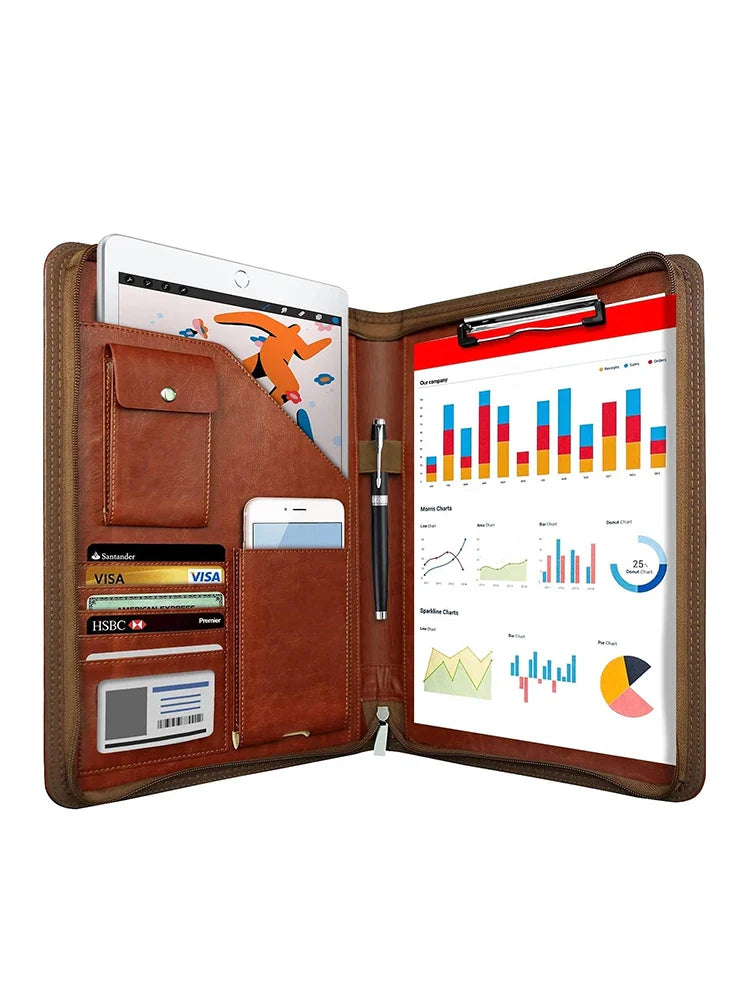 Multifunctional A4 Conference Folder | Leather Document Organizer 2024