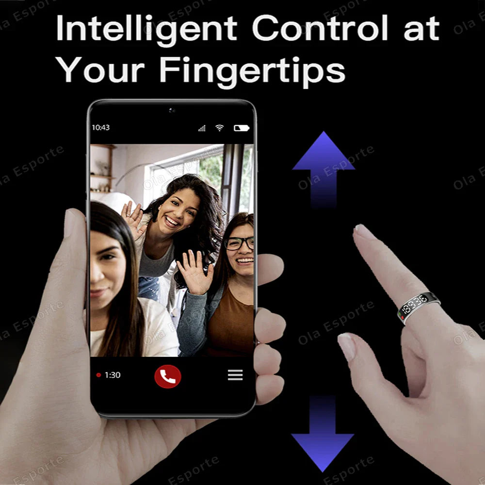 Smart Ring with Display, Health Monitor & Waterproof Features for Xiaomi & Samsung