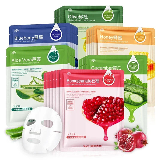 30pcs Natural Plant Facial Masks - Moisturizing, Oil Control & Anti-Aging