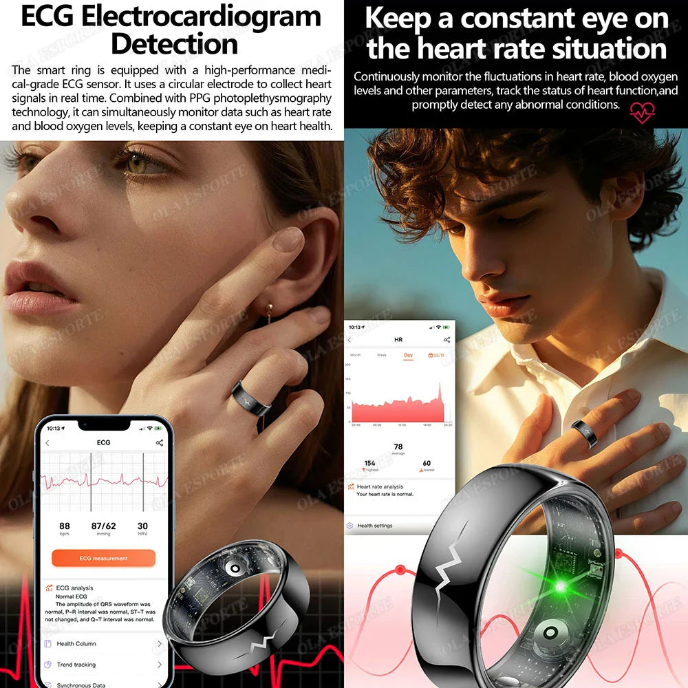 High-end ECG Blood Oxygen Health Smart Ring - 5ATM Waterproof & Multi-Sport Modes