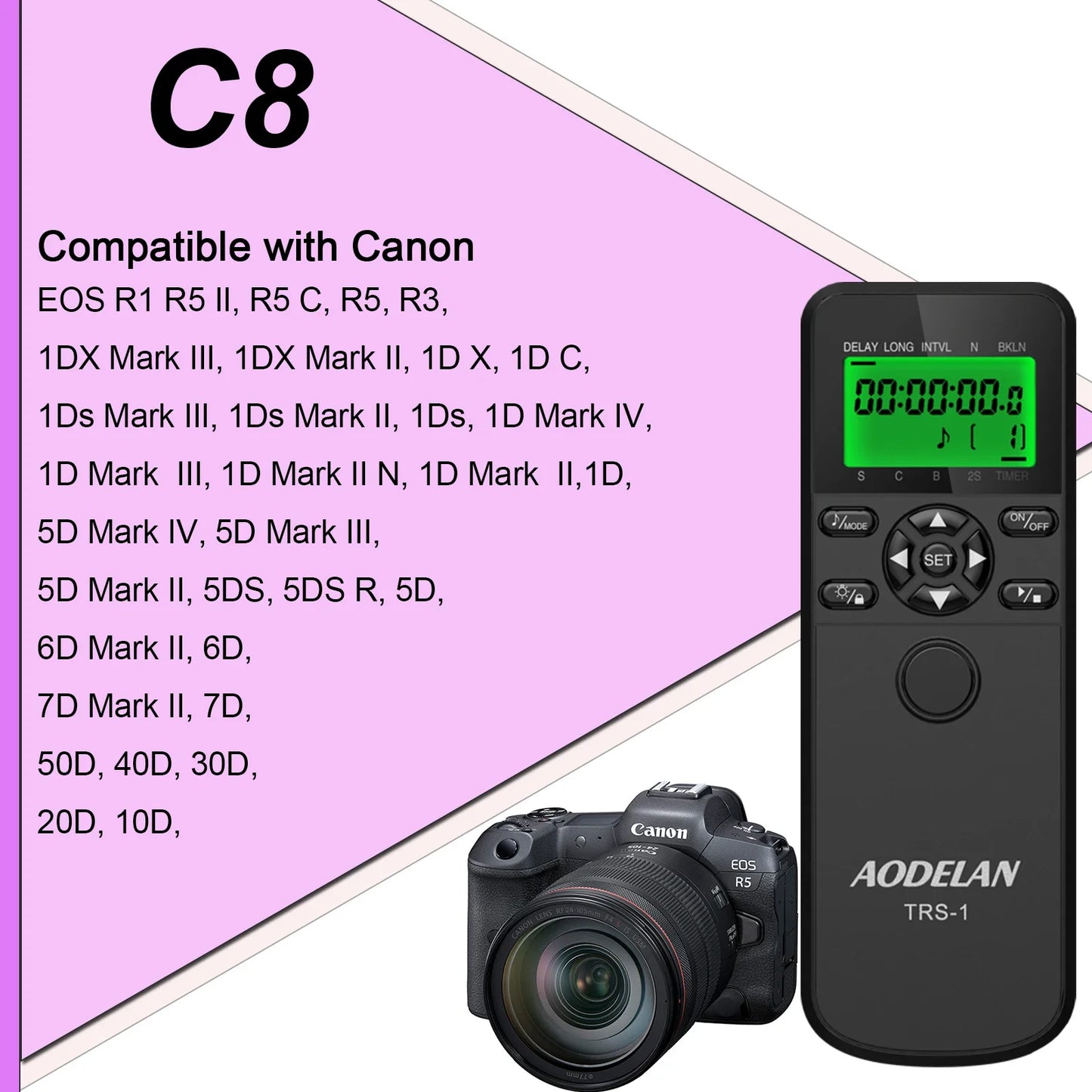 AODELAN Intervalometer Timer Remote Control for Canon Nikon Sony Cameras