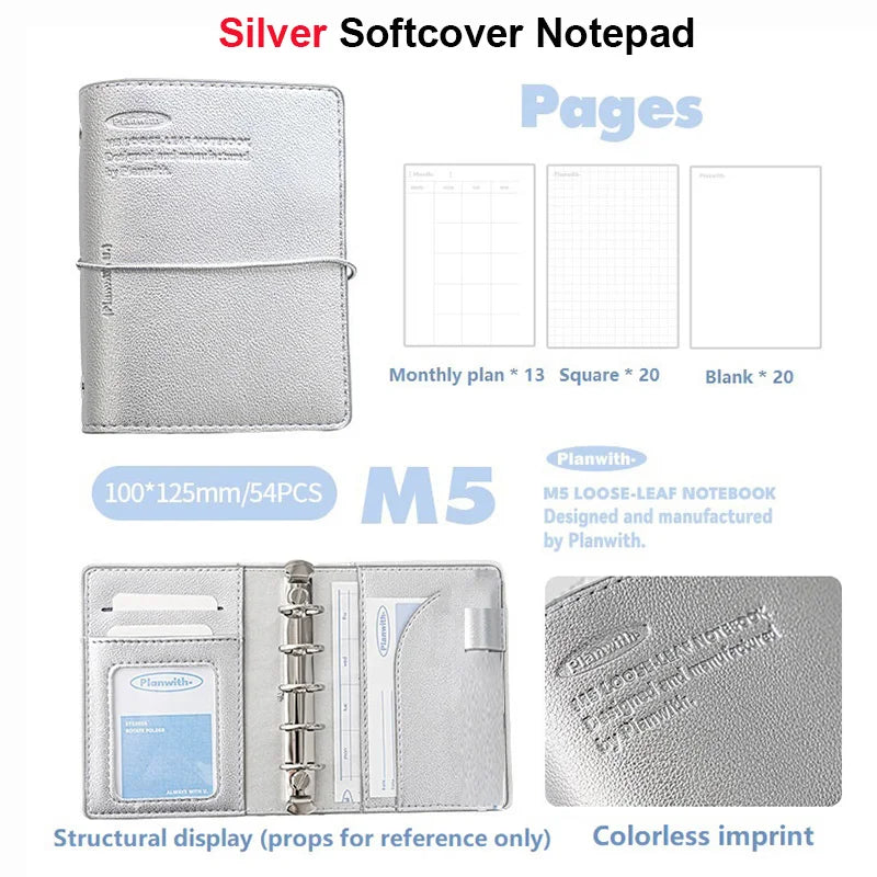 Planwith M5 Binder Notebook Set with Versatile Gel Pens and Flipchart Notepad