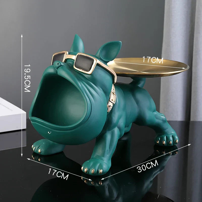 30cm Bulldog Figurine Dog Statue Storage Box - Resin Animal Ornament