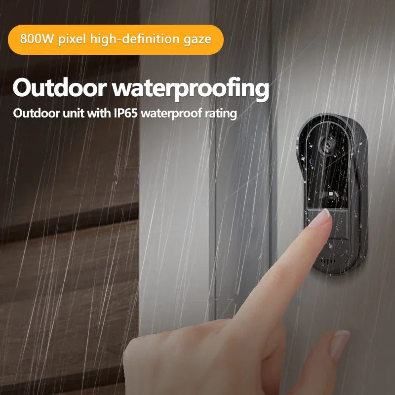 Wireless Intercom Doorbell - HD Night Vision, Waterproof 4.3" IPS Screen, Smart Home Security