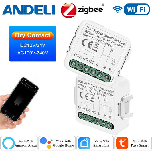 Smart Dry Contact WiFi & Zigbee Switch Module - Alexa & Google Home Compatible