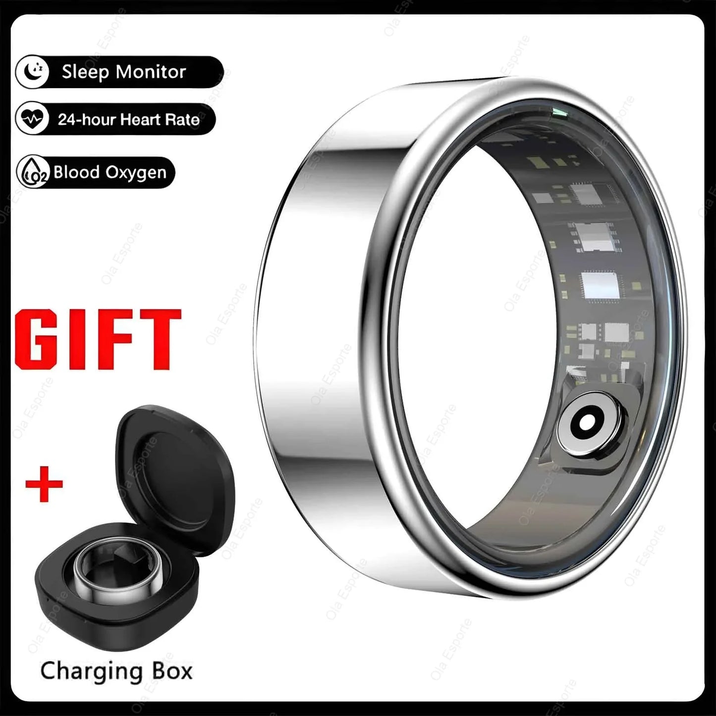 Smart Ring with Heart Rate, Sleep Monitoring & Multiple Sports Modes - Waterproof Fitness Ring