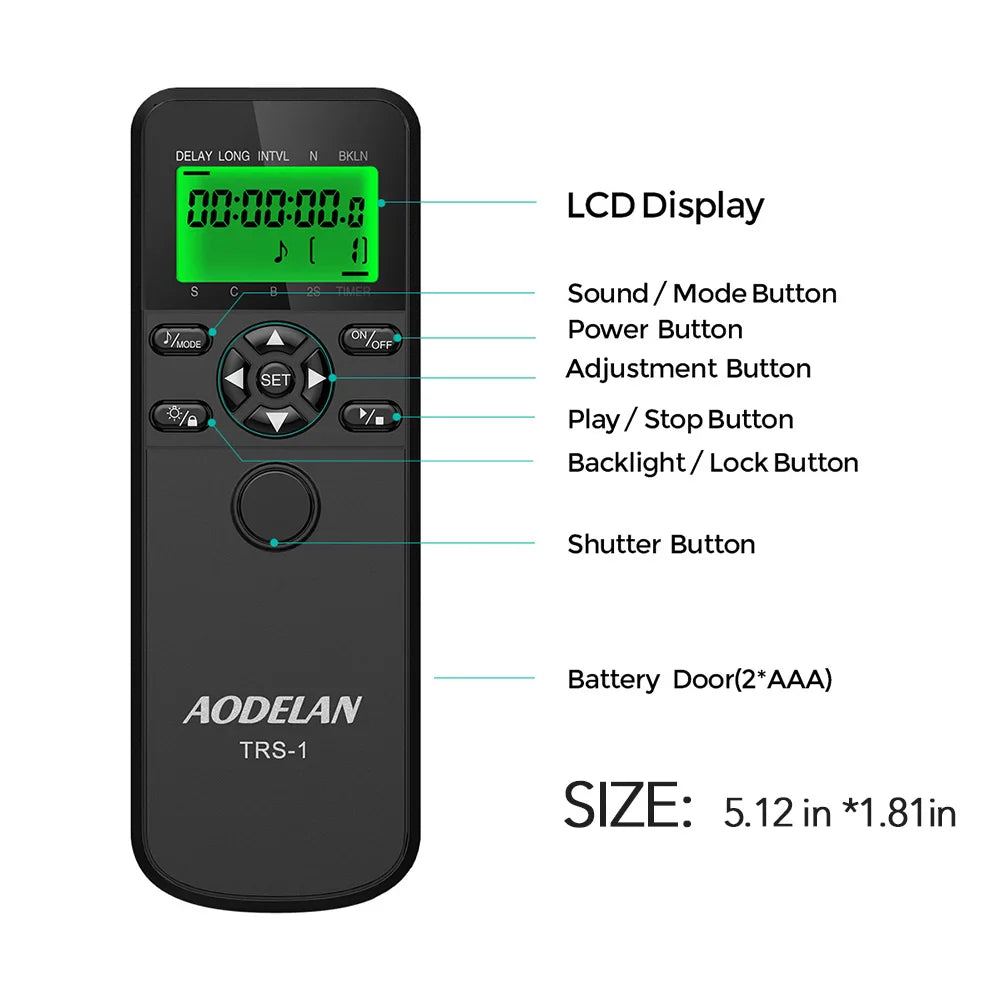 AODELAN Intervalometer Timer Remote Control for Canon Nikon Sony Cameras