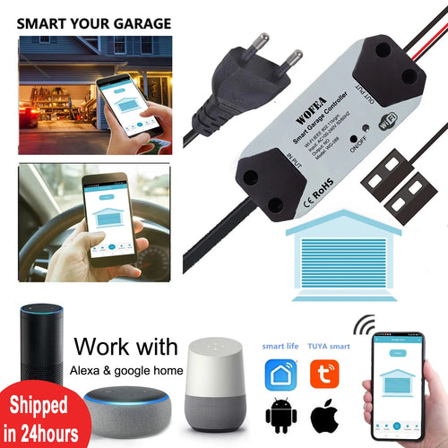 Wofea Smart WiFi Garage Door Opener Controller - Alexa & Google Home Compatible