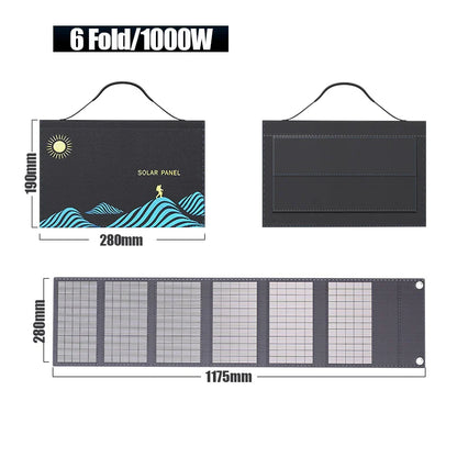 1000W Portable Folding Solar Charger Bag - USB & DC Output for Outdoor Power
