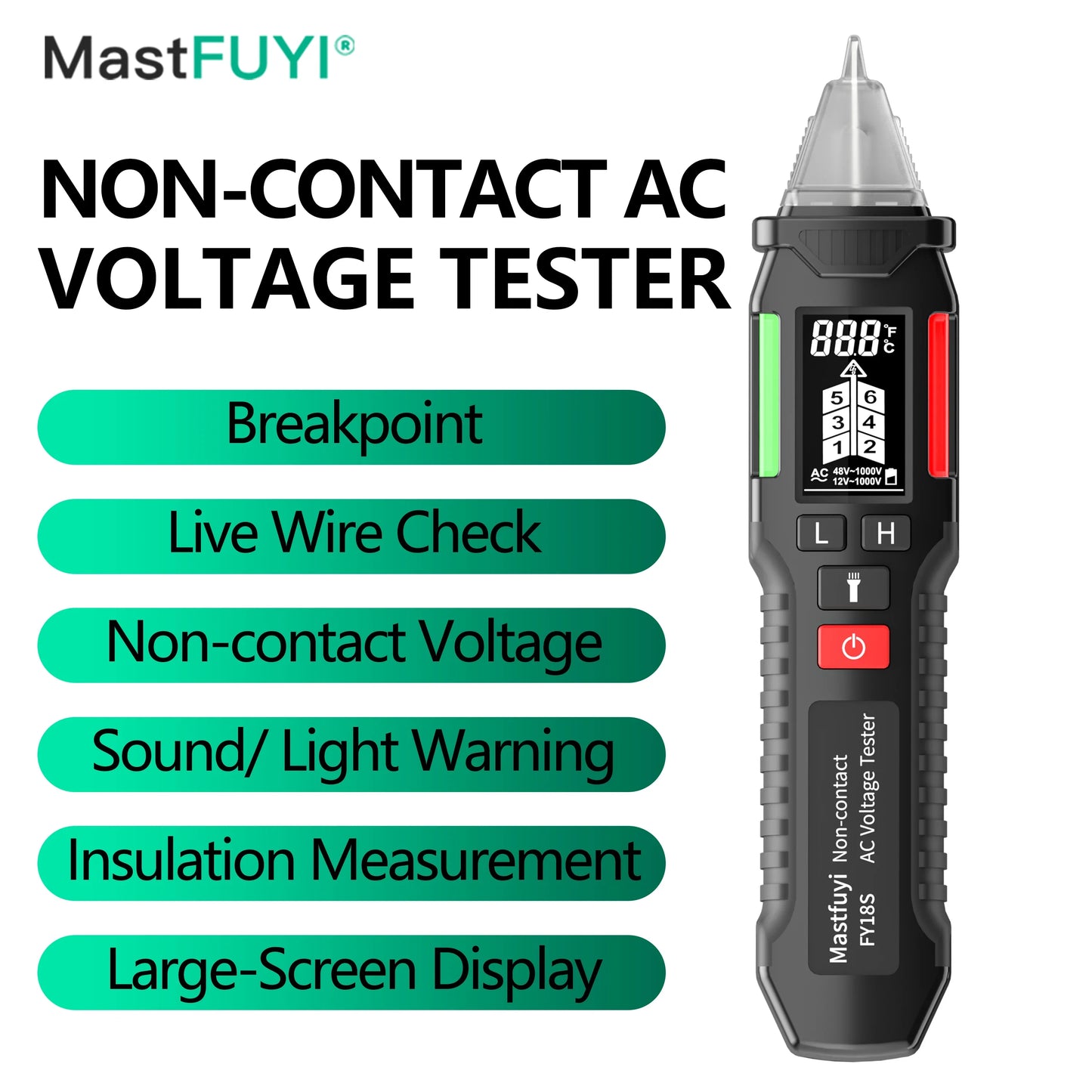 MASTFUYI FY18S Non-Contact Voltage Tester - Smart Electrical Pen 12-1000V