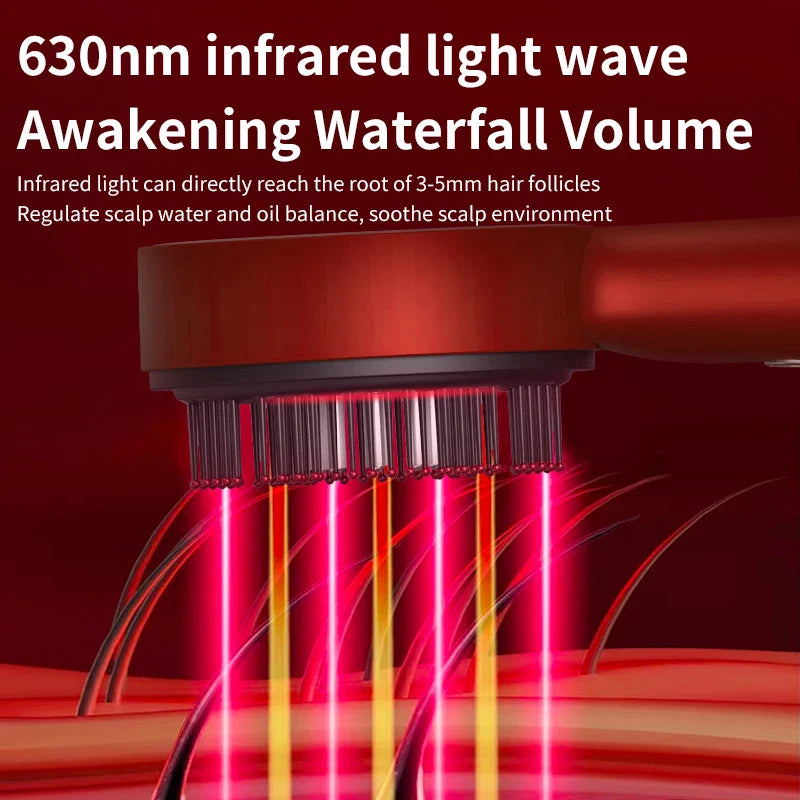 3 Modes Electric Vibration Massage Comb with Red Light for Hair Growth
