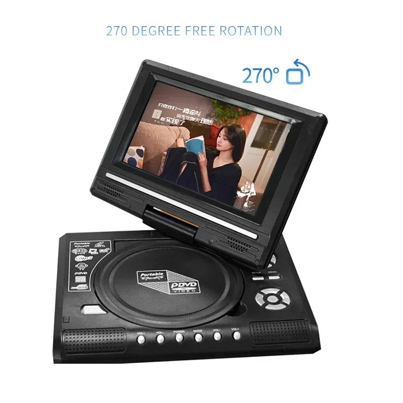 7.8 inch Mini DVD CD Player - Portable & Rotatable Screen