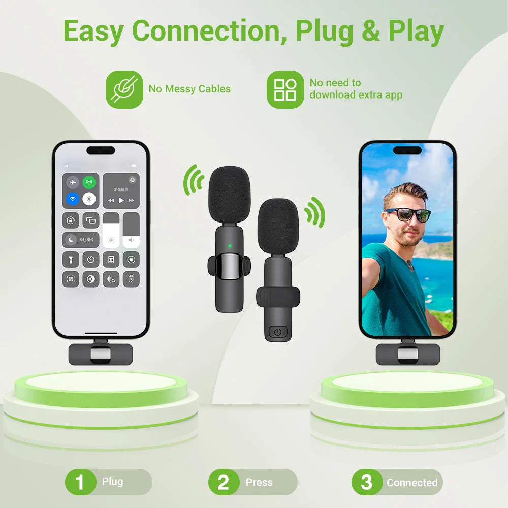Basix 2.4G Wireless Lavalier Microphone for iPhone & Android - Portable Mini Mic for Live Broadcast & Gaming