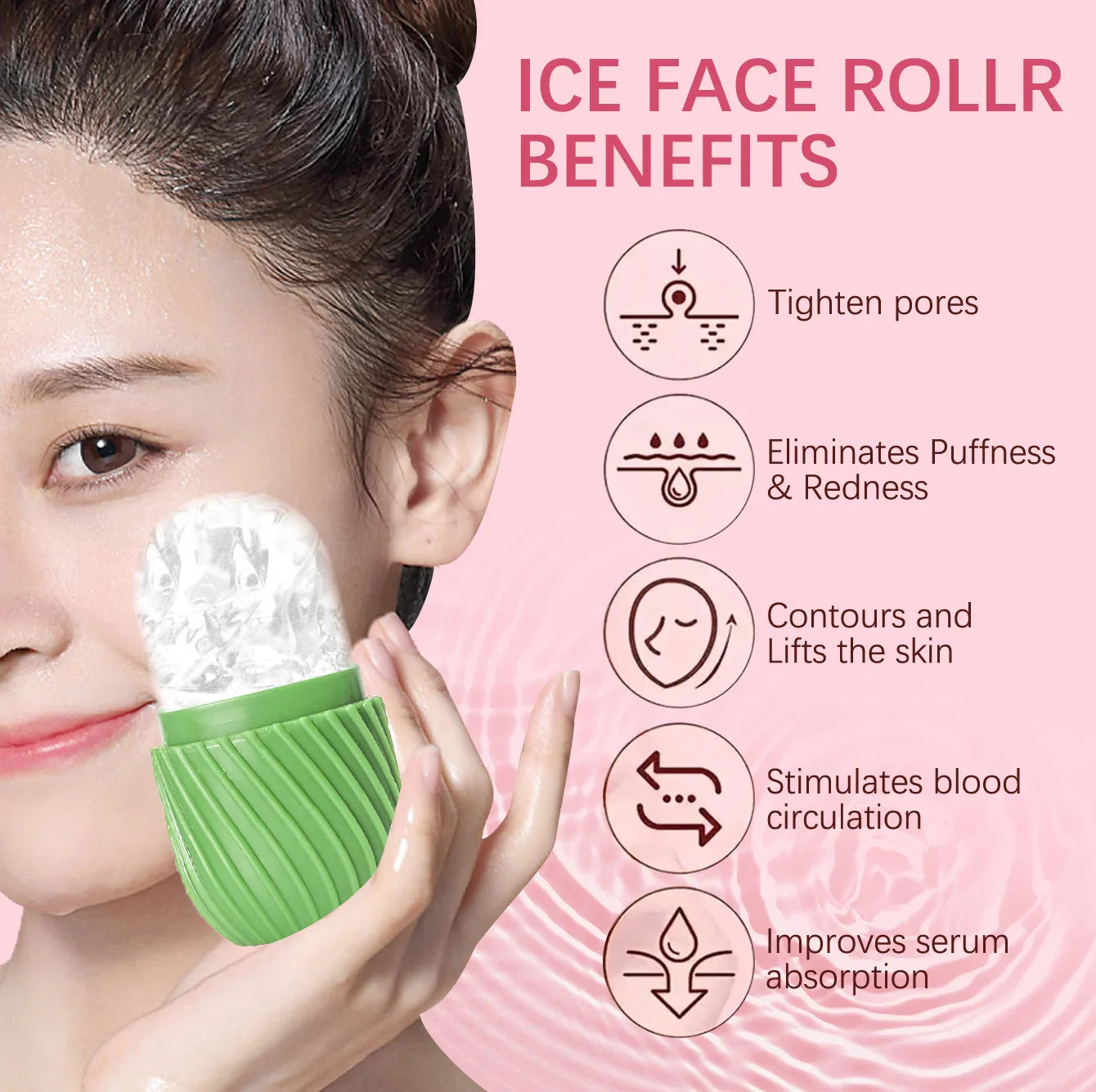 Ice Face Roller Beauty Massage Silicone Mold for Eye Puffiness & Pore Reduction