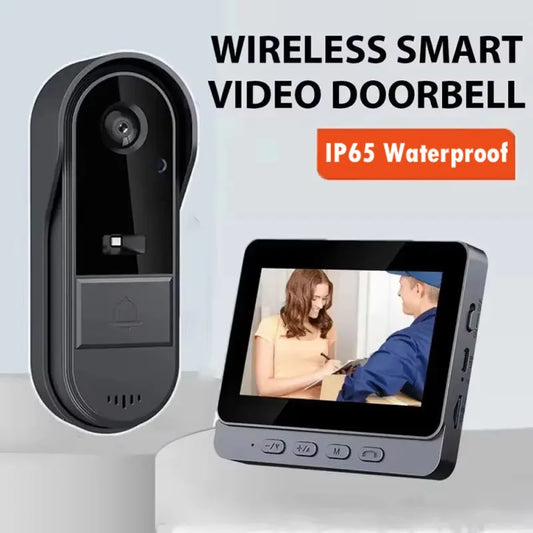 Wireless Intercom Doorbell - HD Night Vision, Waterproof 4.3" IPS Screen, Smart Home Security