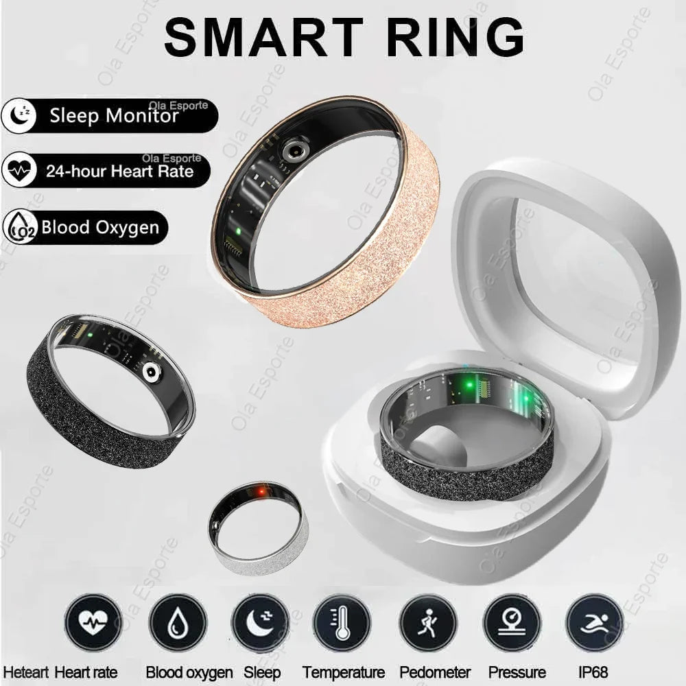 Smart Ring with Charging Case - Health & Sleep Monitor, Waterproof, Multi-sport Mode