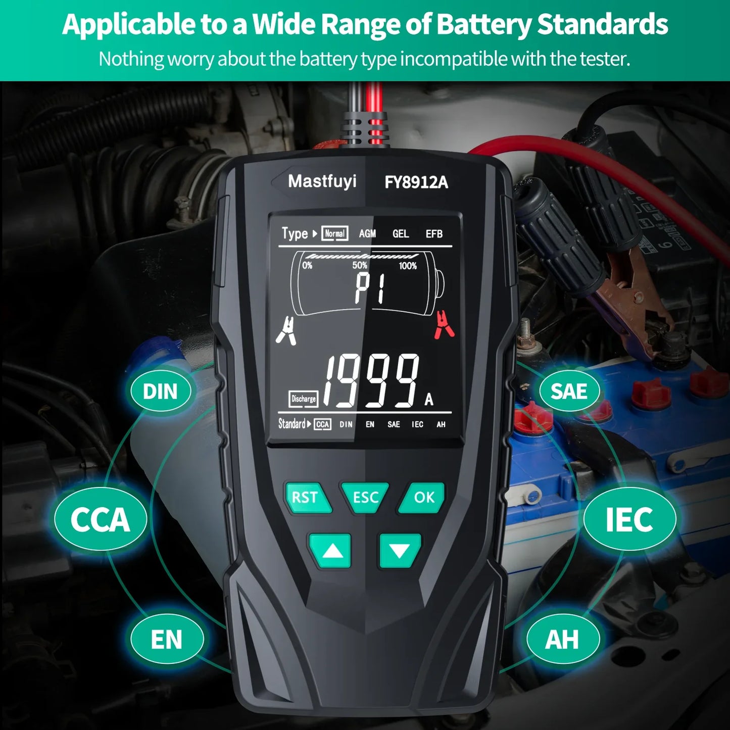 Advanced Car Battery Tester 12/24V - FY8912A Analyzer | Mastfuyi