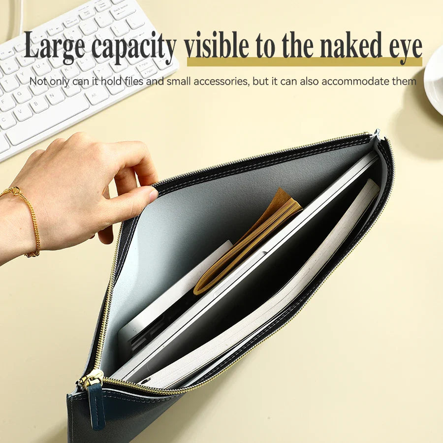 Premium Leather A4 Document Organizer & Business Portfolio with Zipper