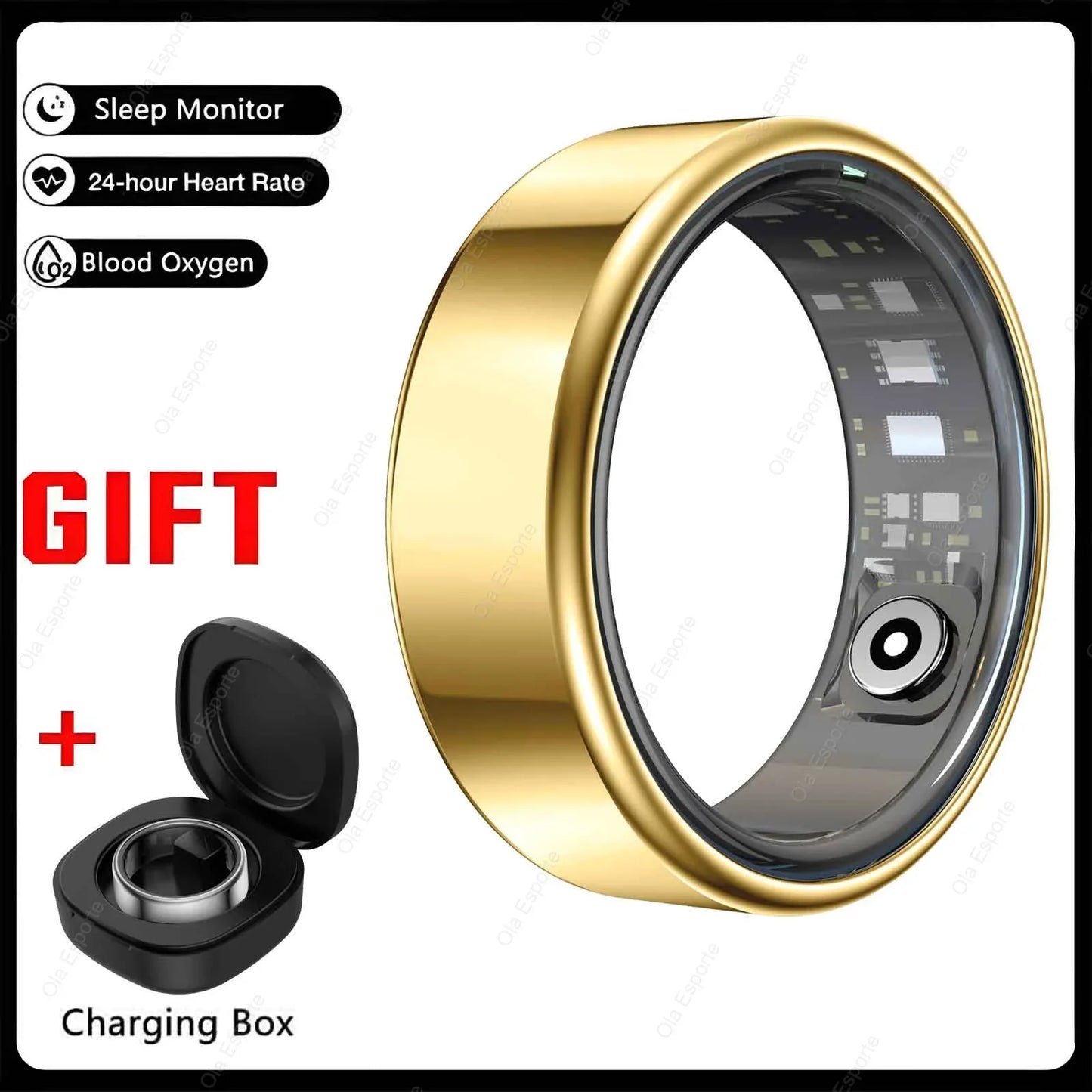Smart Ring with Heart Rate, Sleep Monitoring & Multiple Sports Modes - Waterproof Fitness Ring