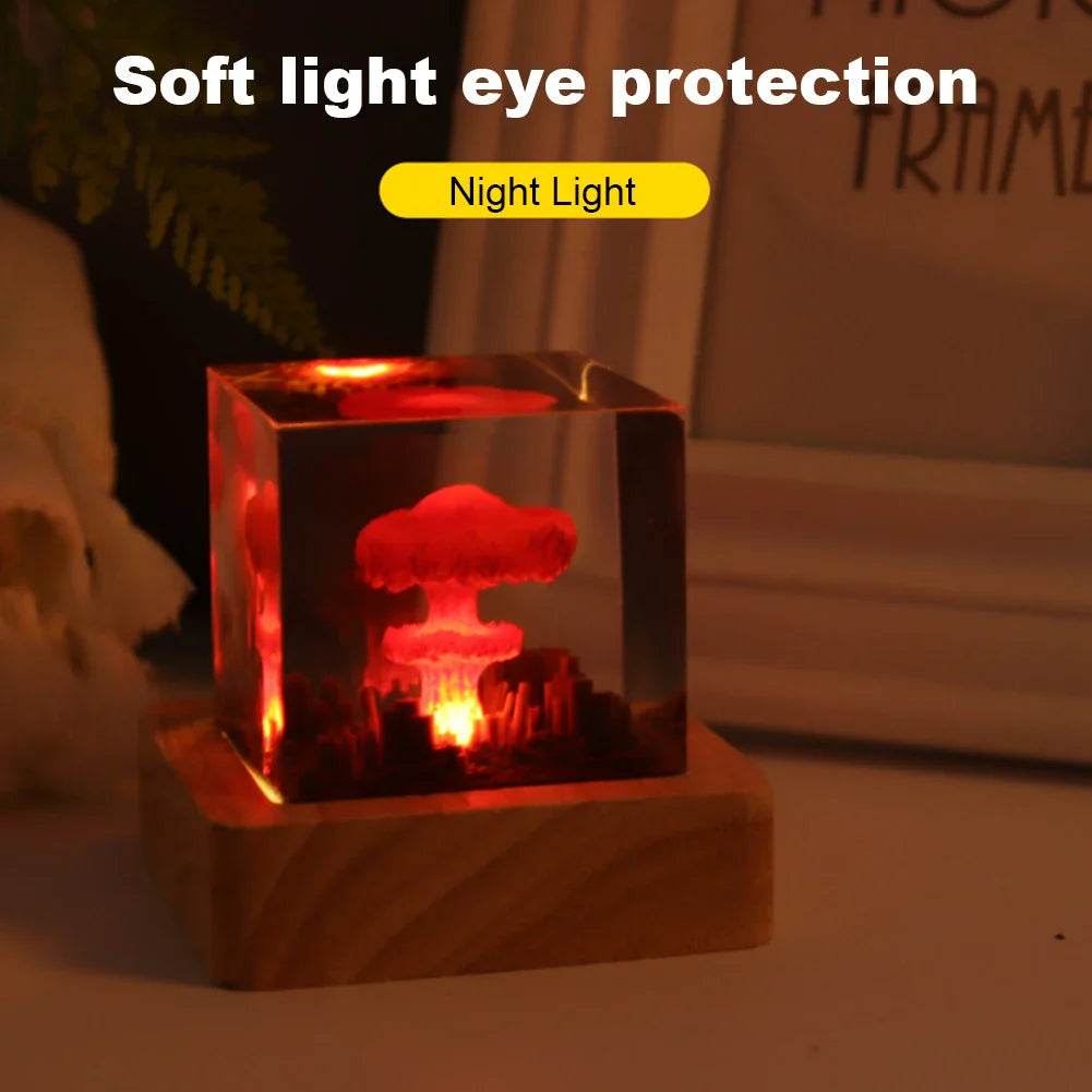 Nuclear Explosion Night Lamp - USB Powered Resin Model for Home Decor