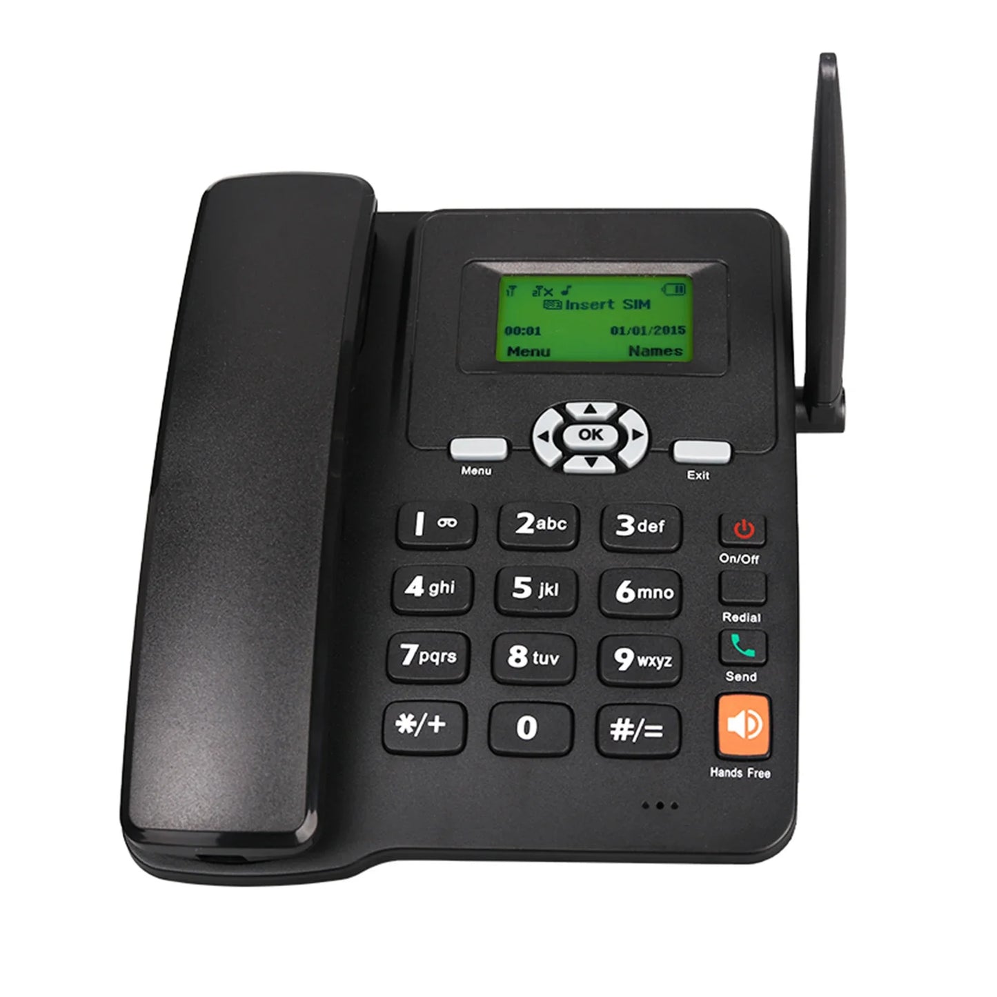 Cordless Phone with Dual SIM 2G, GSM Support, Antenna, Radio, Alarm
