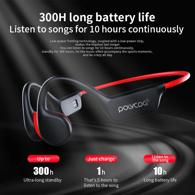 POLVCDG Bone Conduction Headset - IPX8 Waterproof Bluetooth 5.3