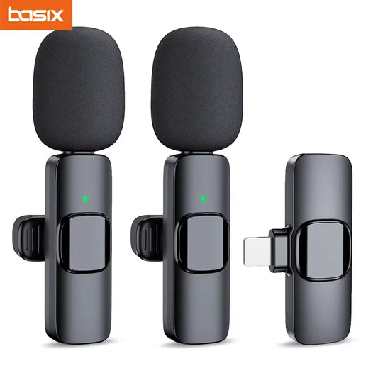 Basix 2.4G Wireless Lavalier Microphone for iPhone & Android - Portable Mini Mic for Live Broadcast & Gaming