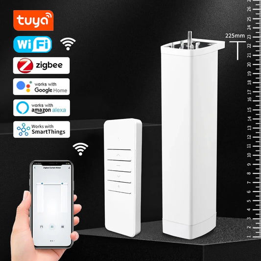Smart Tuya Electric Curtain Motor with WiFi/Zigbee & RF Remote