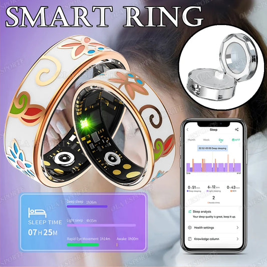 Color Enamel Smart Ring for Women - Sleep, Oxygen & Multi-Sport Monitoring