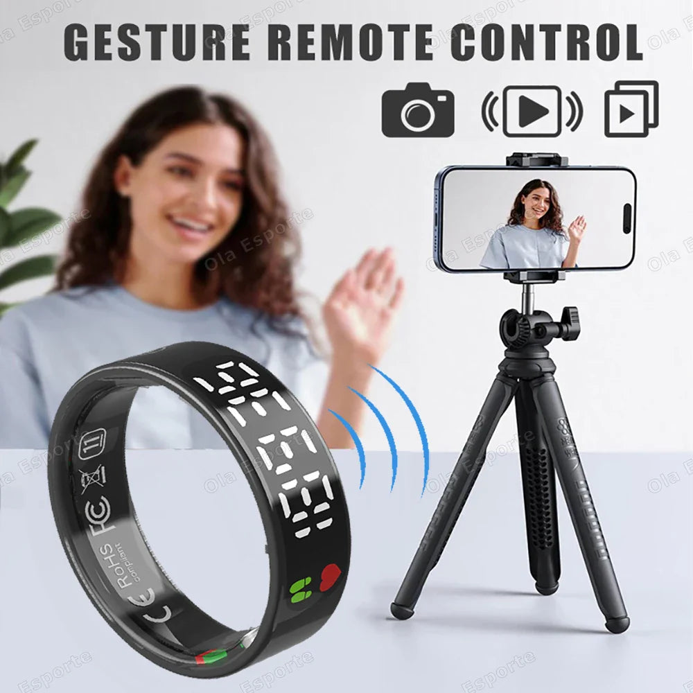 Smart Ring with Display, Health Monitor & Waterproof Features for Xiaomi & Samsung