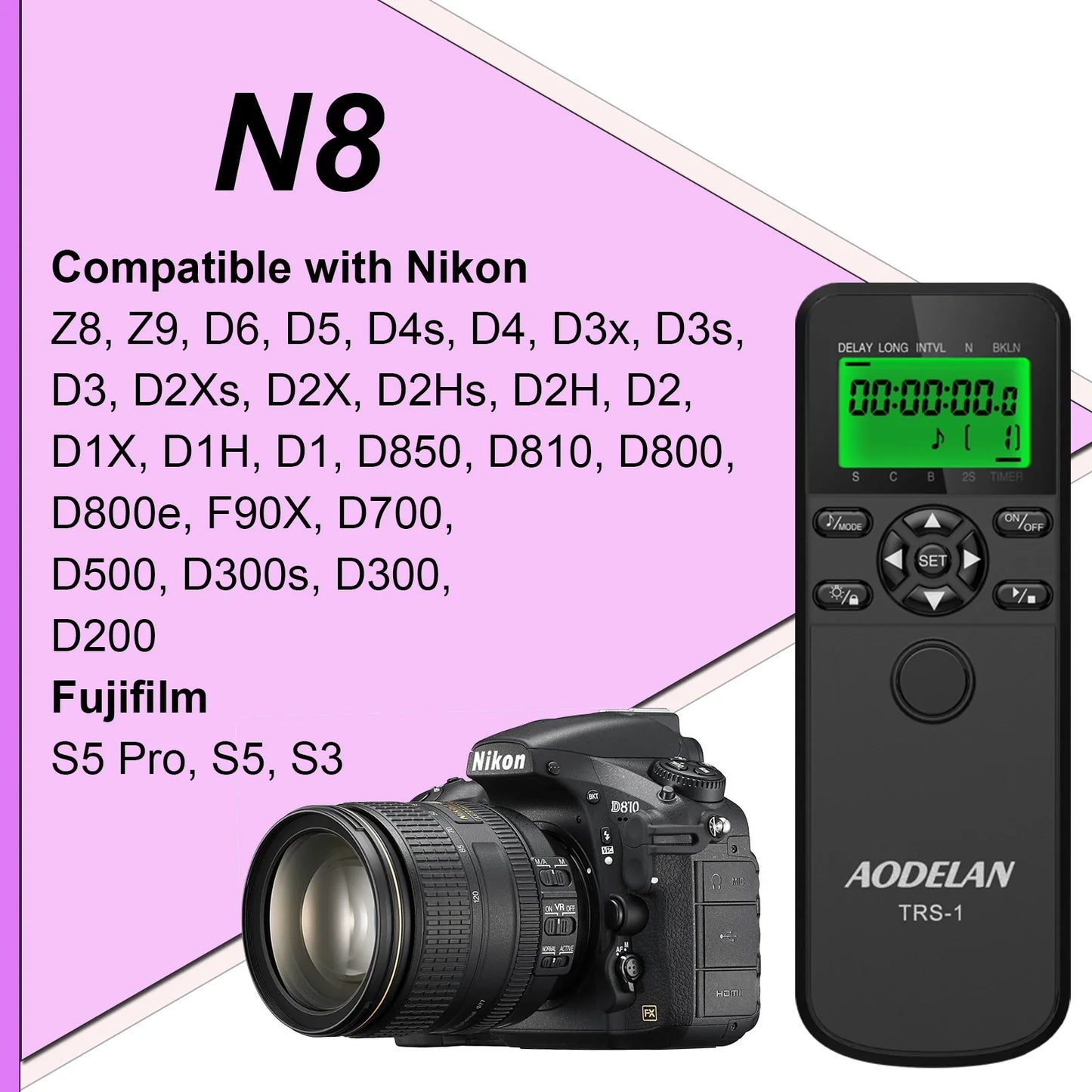 AODELAN Intervalometer Timer Remote Control for Canon Nikon Sony Cameras