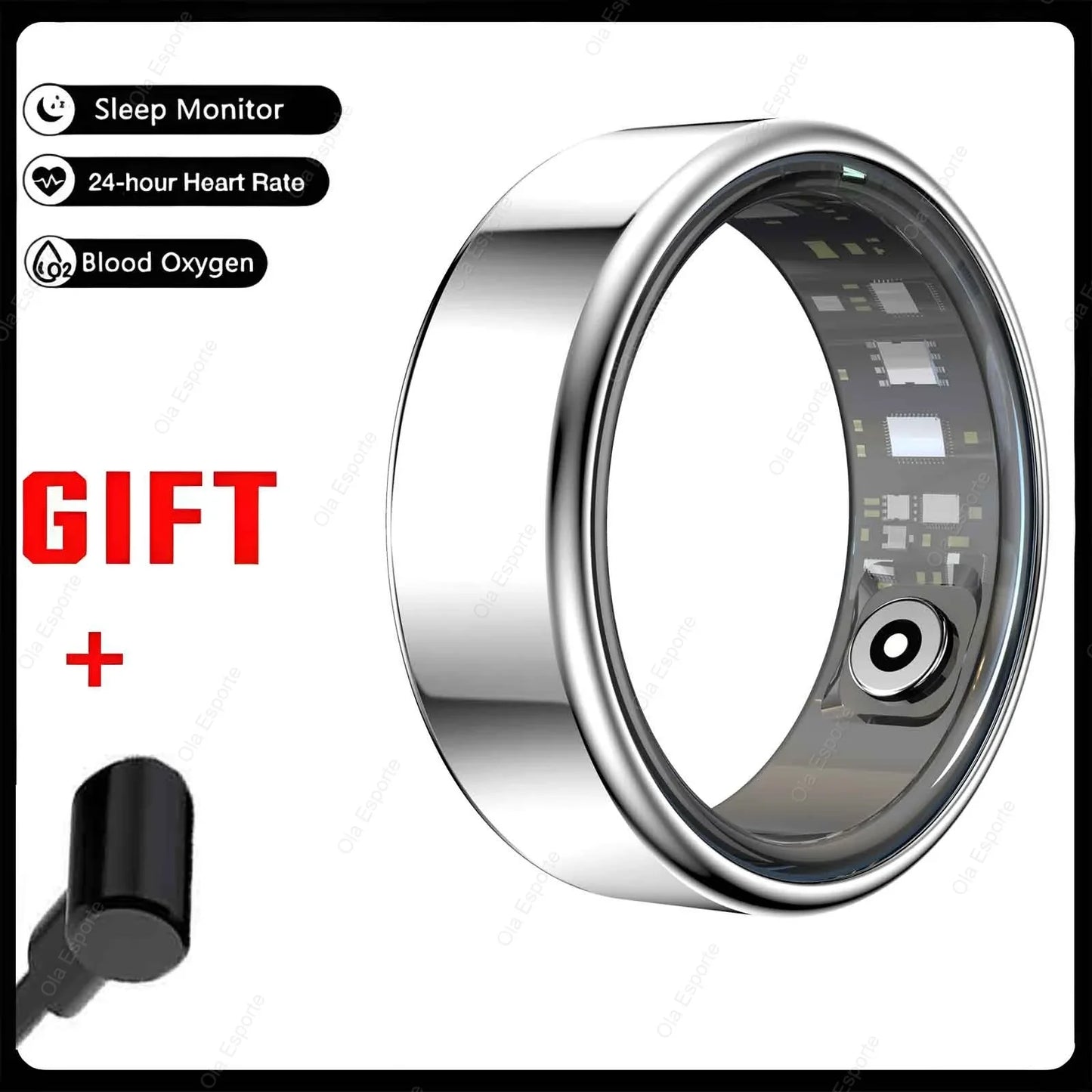 Smart Ring with Heart Rate, Sleep Monitoring & Multiple Sports Modes - Waterproof Fitness Ring