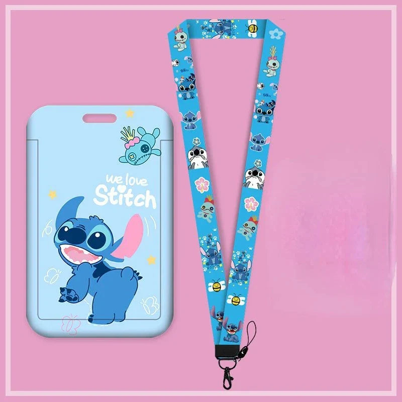 Disney Anime Kawaii Stitch Badge Holder & Lanyard for Kids
