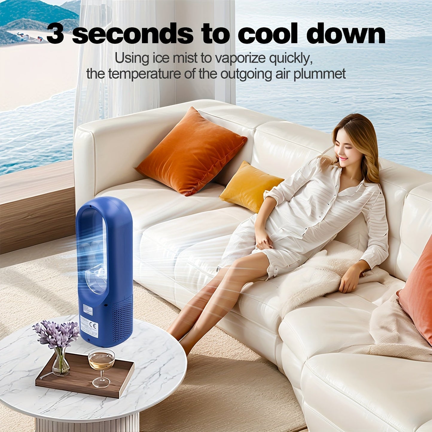 Portable Bladeless Fan with USB, 6 Speeds & LED Display - Quiet & Strong for Travel, Home & Outdoor