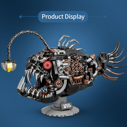 1038pcs Mechanical Lantern Fish Building Block Set - Steampunk Style Collectible for Adults
