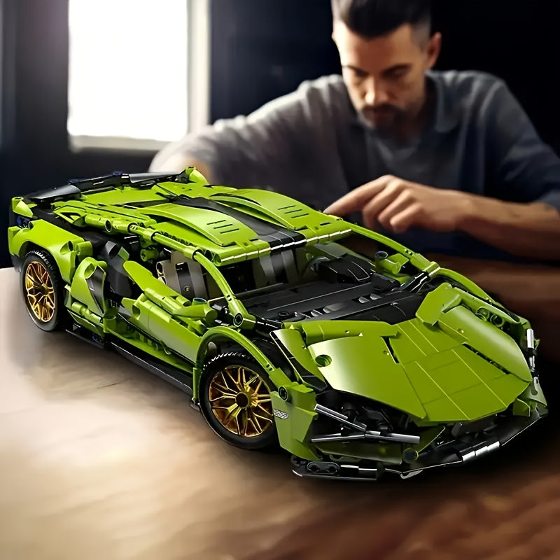 3300+ Piece Green Super Sports Car Building Block Kit - Perfect for Christmas & Birthday Gifts