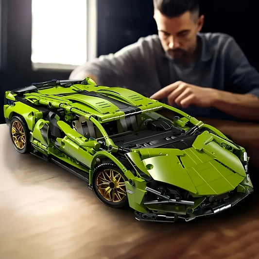 3300+ Piece Green Super Sports Car Building Block Kit - Perfect for Christmas & Birthday Gifts
