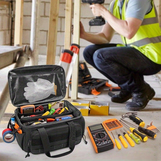 14-Inch Heavy-Duty Tactical Tool Bag with Scratch-Resistant Bottom for Electricians and Craftsmen