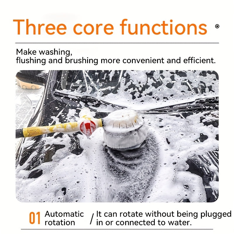 360° Rotating Car Wash Brush Kit with Soap Dispenser - Versatile Microfiber Cleaning for Vehicles, Yard, and Pets