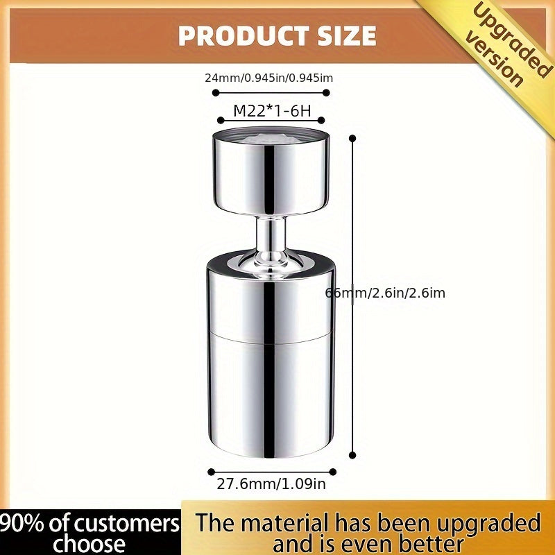360° Rotating Splash-Free Faucet - Chrome Finish, Dual Flow Modes, Extended Sprayer, Foam Option for Kitchen & Bathroom Sinks